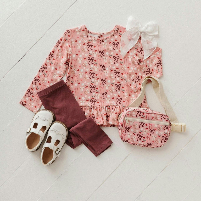 Girl's Long Sleeve Peplum Set