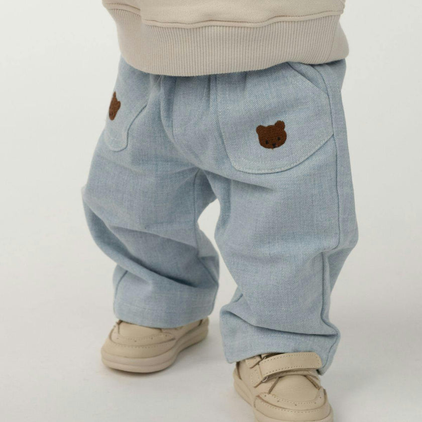 Kassim Denim Trousers | Bear | Ice Blue
