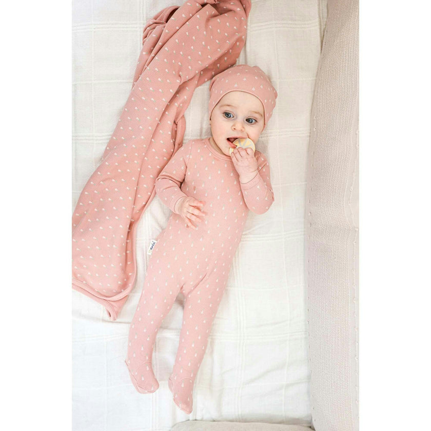 Ribbed Pineapple Footie and Beanie Set