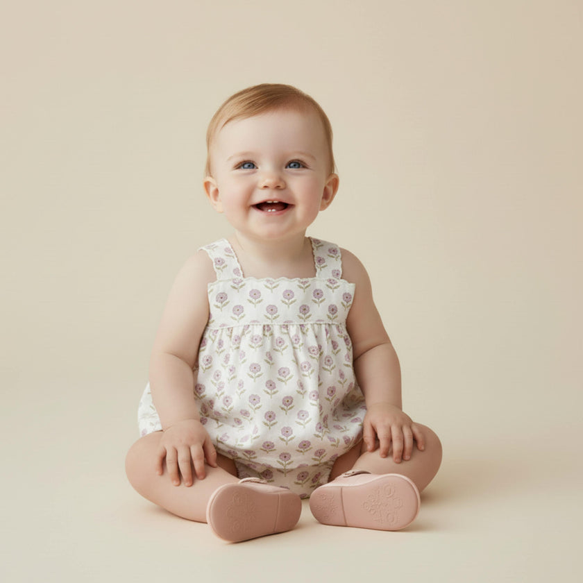 Organic Scalloped Top & Bloomers Set - Lavender