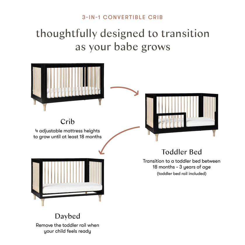 Babyletto Lolly 3-in-1 Convertible Crib with Toddler Bed Conversion Kit