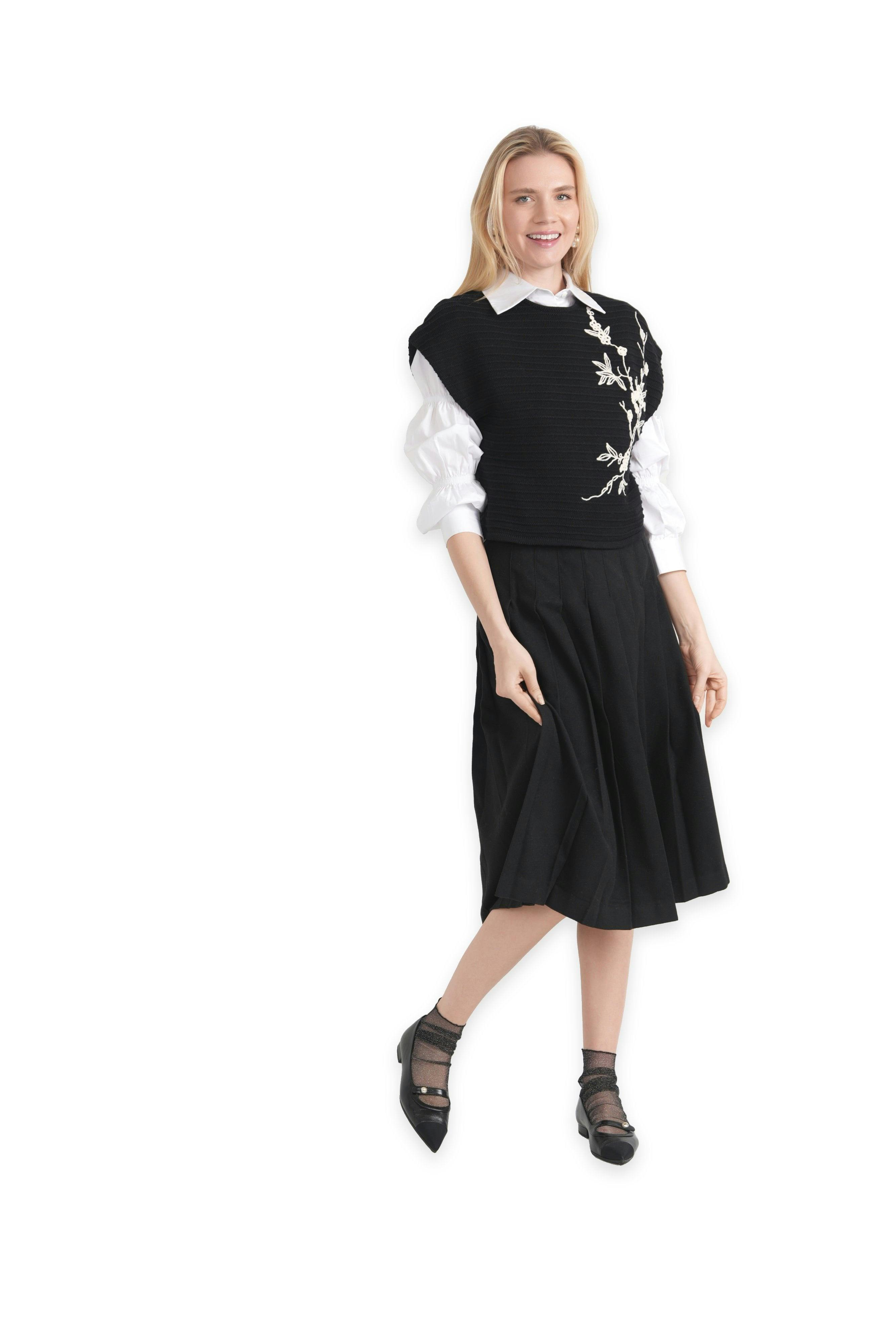 Floral Applique Sweater Vest