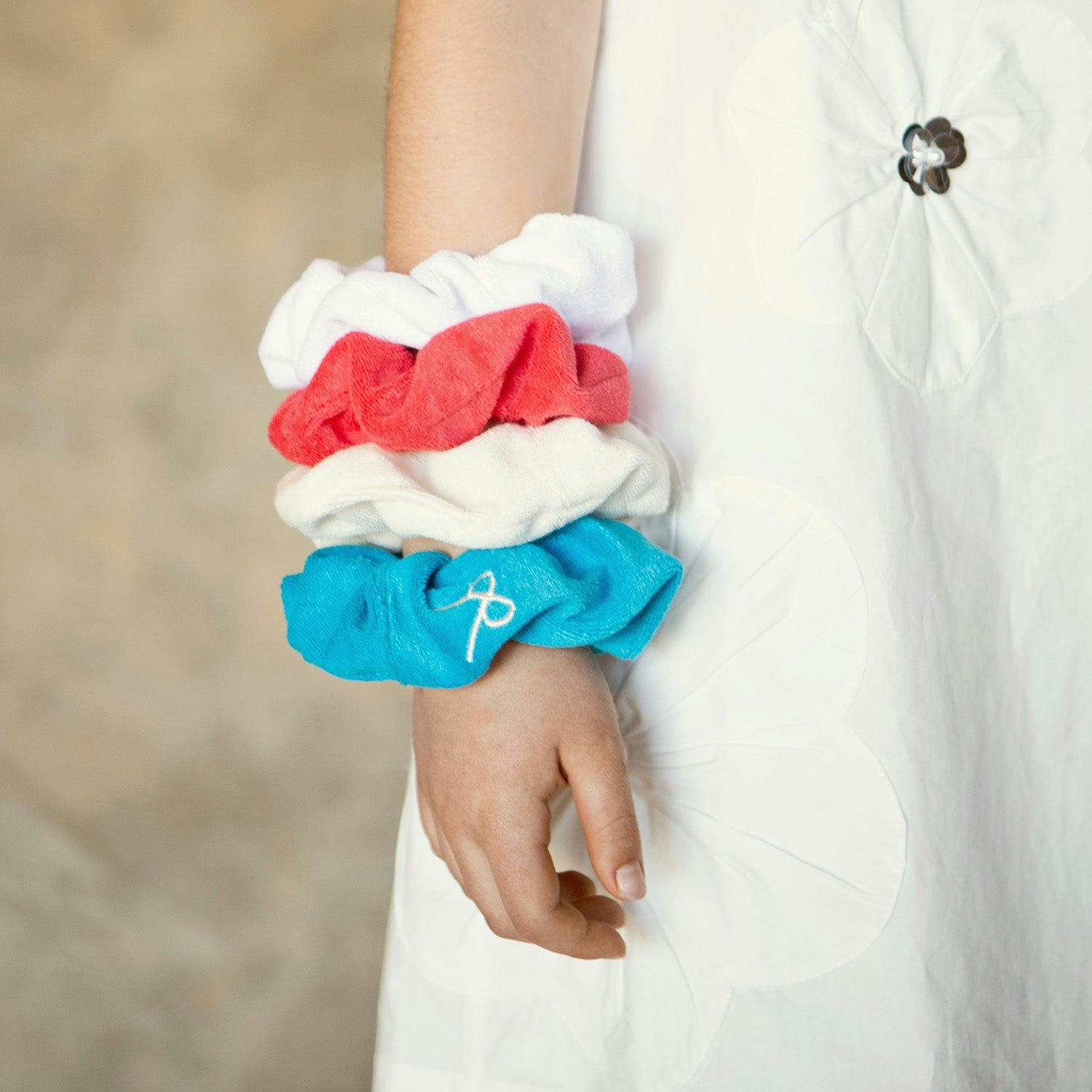 Halo Luxe Signature Terry Logo Scrunchie - Teal
