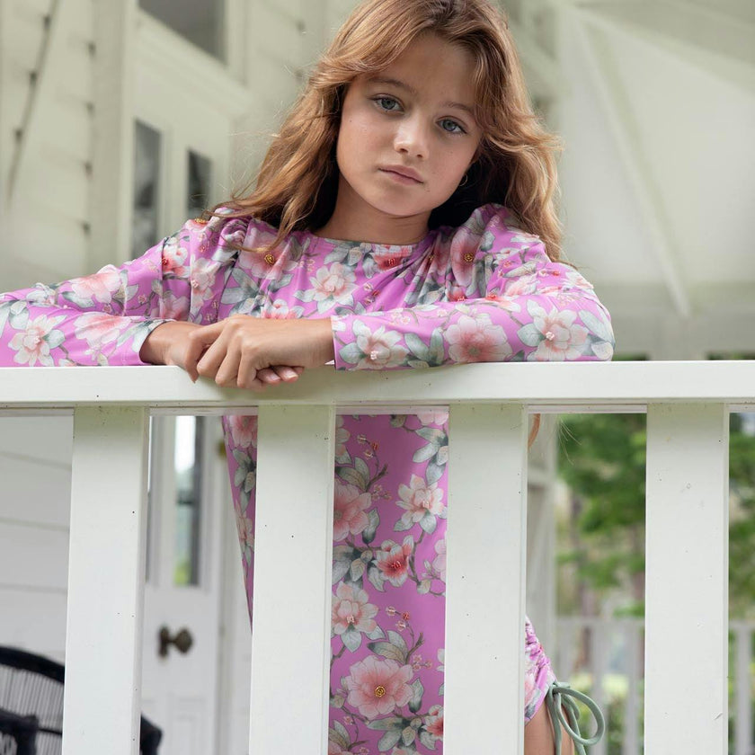 Long Sleeve One Piece Swimsuit with Side Ties