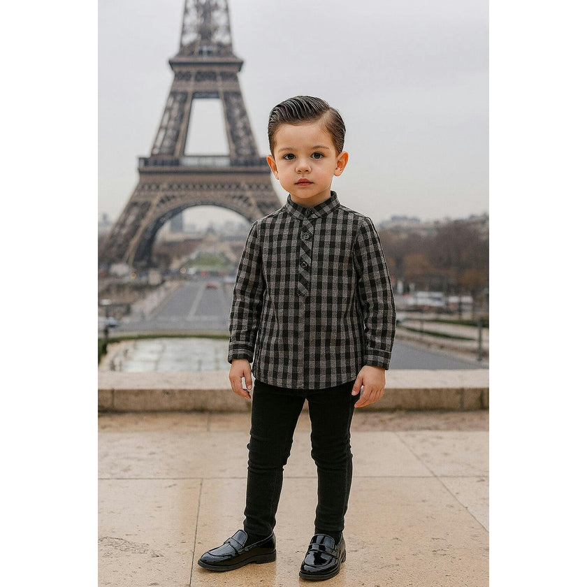 Plaid Collar Boys Shirt