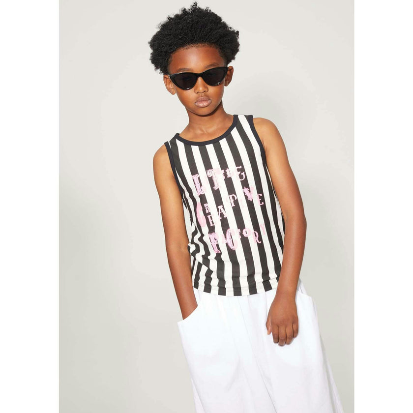 Soft Black Striped Tank T-Shirt