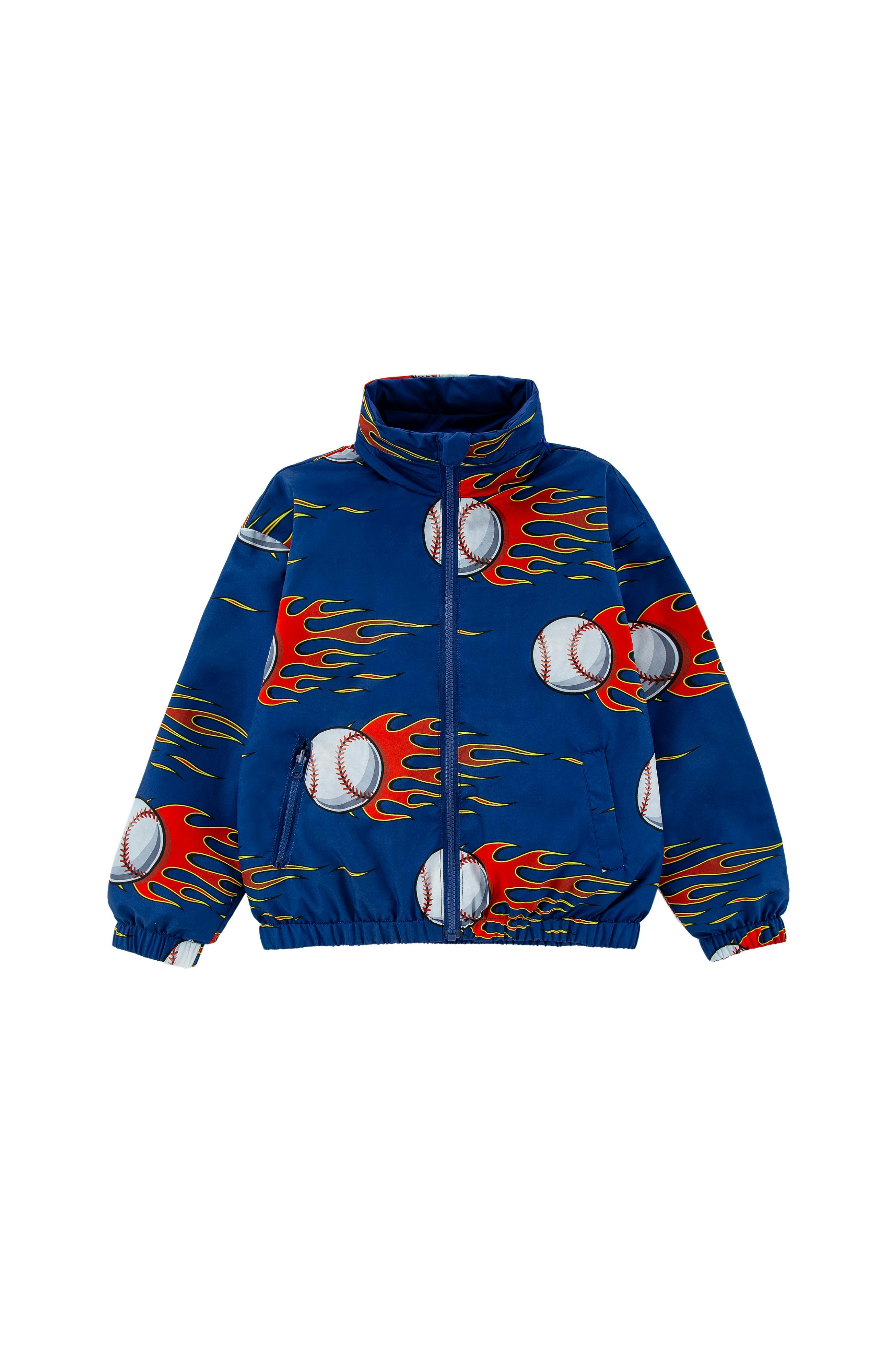 Max Reversible Rain Jacket Windbreaker, Baseball Fire