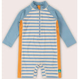 Hazy Blue Striped UPF 50 Recycled Sunsafe Sunsuit, Blue