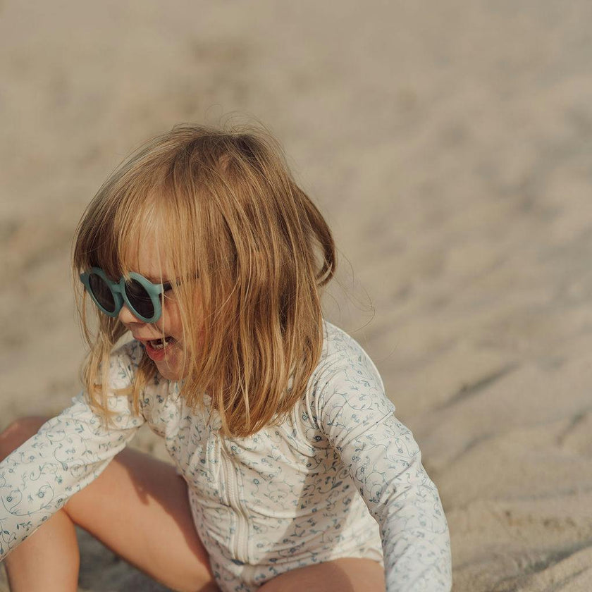 Long Sleeve Rashguard Ruffle Swimsuit | UPF + Recycled - Scandi Floral