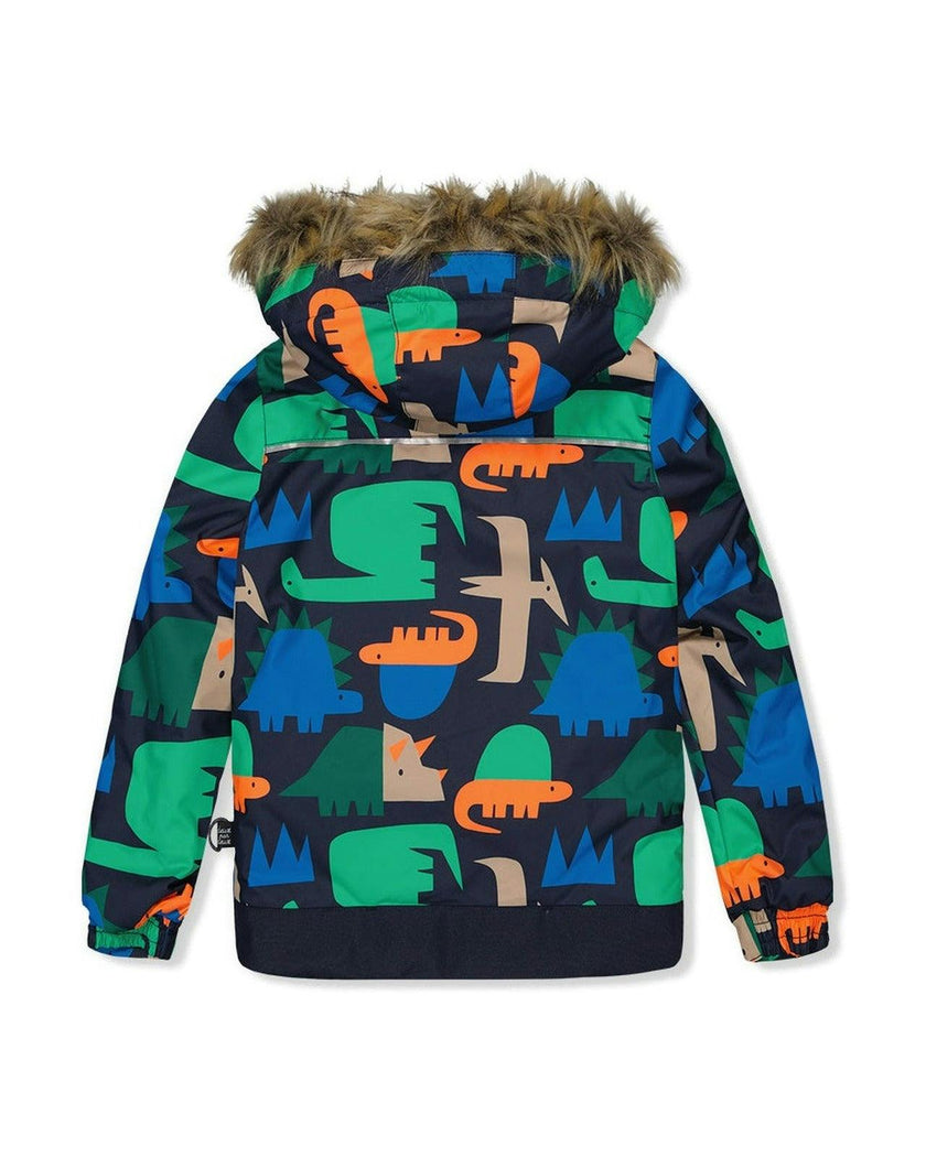 Two Piece Discover Snowsuit Blue Dinosaur Print