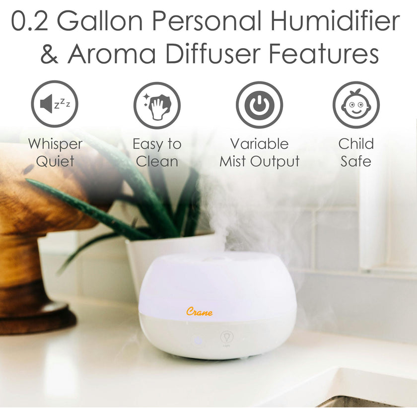 0.2 Gal. 2-in-1 Ultrasonic Cool Mist Humidifier & Aroma Diffuser for Small Rooms