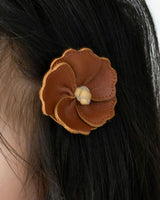 Zaza Fields Hairclip | Hibiscus | Maple Leather