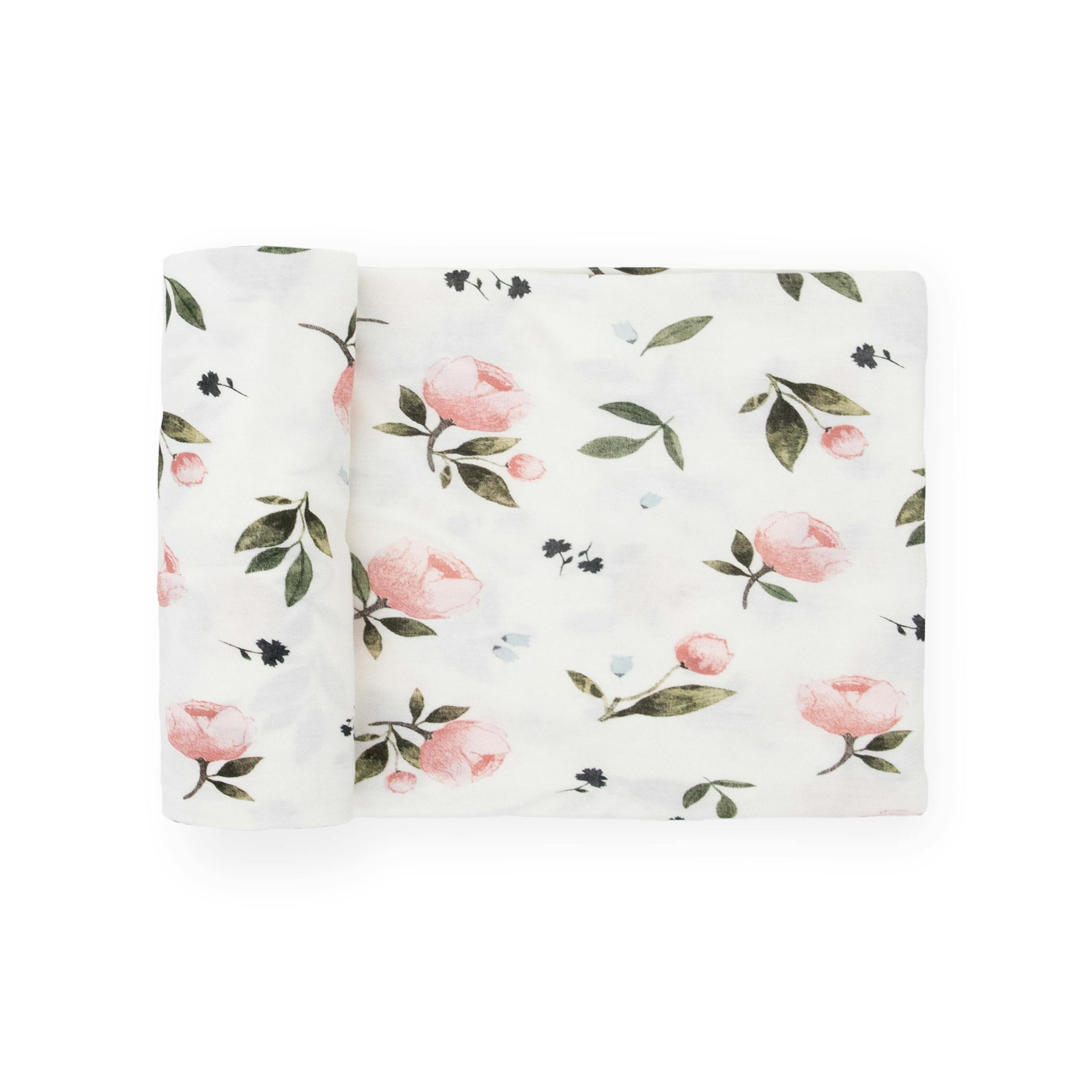 Stretch Knit Swaddle Blanket - Watercolor Rose