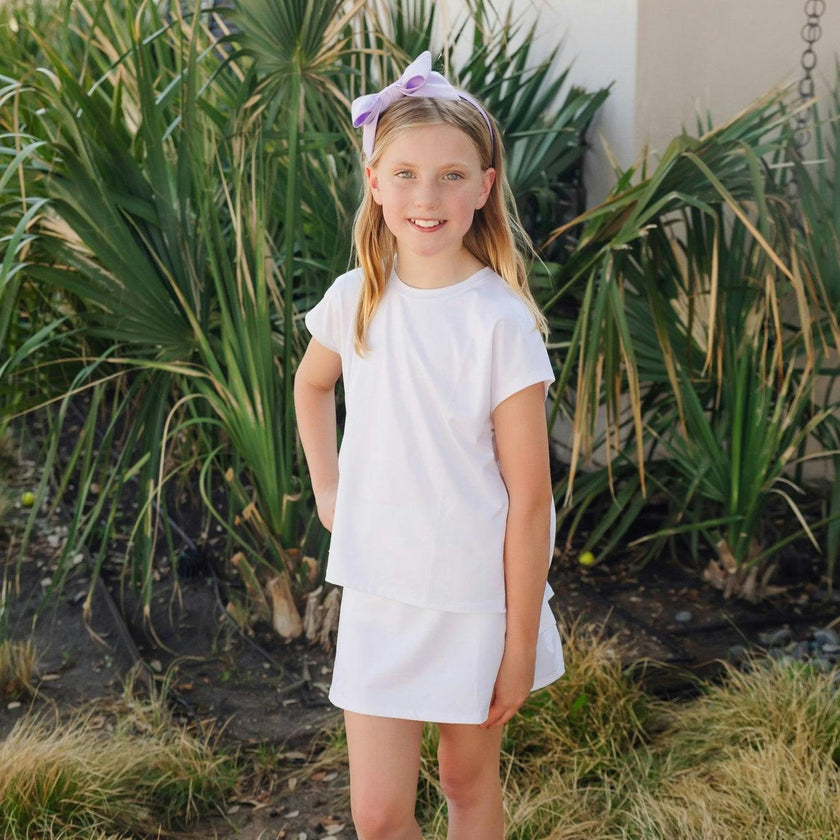 Sloane Girls' Short Sleeve Performance Top by LH Sport - White