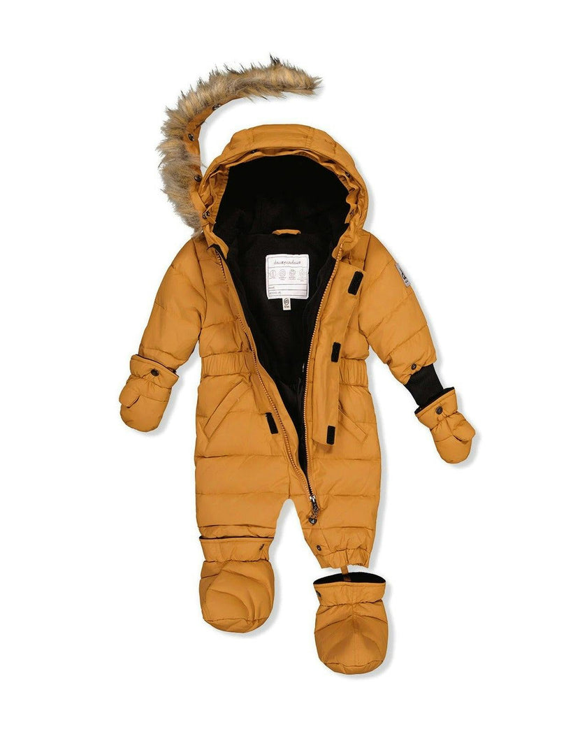 Baby Original One Piece Puffy Snowsuit With Removable Mittens And Boots Brown Sugar