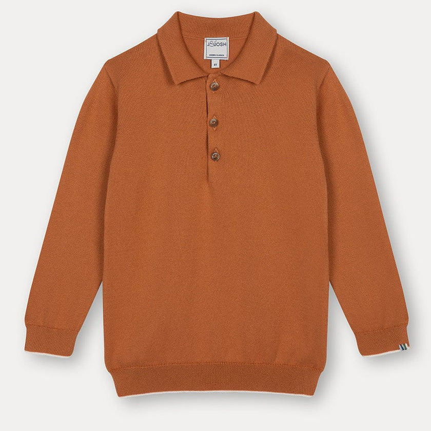 Rust Cotton Polo Jumper