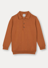 Rust Cotton Polo Jumper