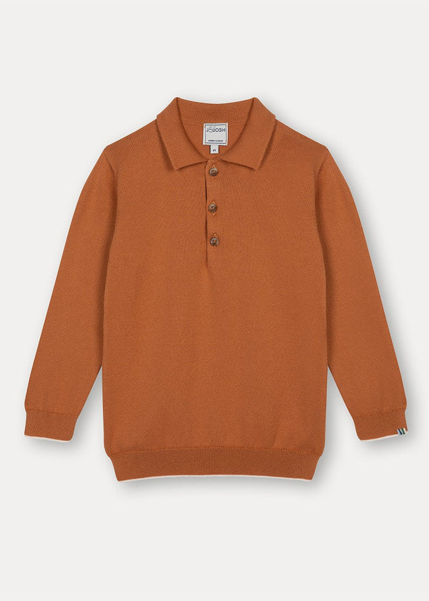 Rust Cotton Polo Jumper