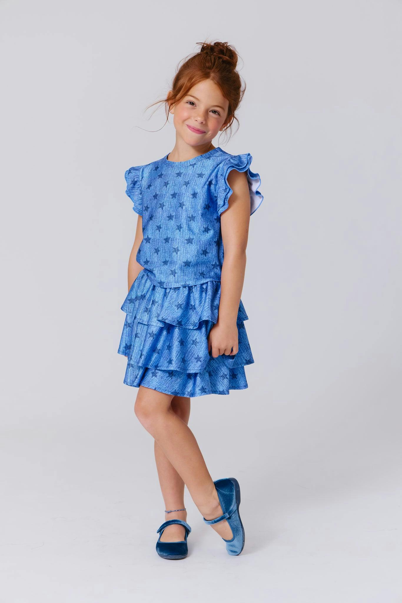 Girls Hi-Shine Ruffle Crop Top