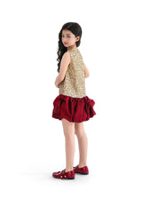Crimson Ruffles & Golden Gleam Dress