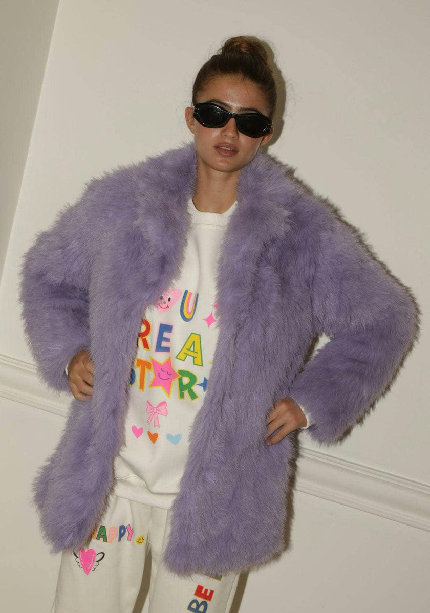 Lavender Haze Faux Fur Coat