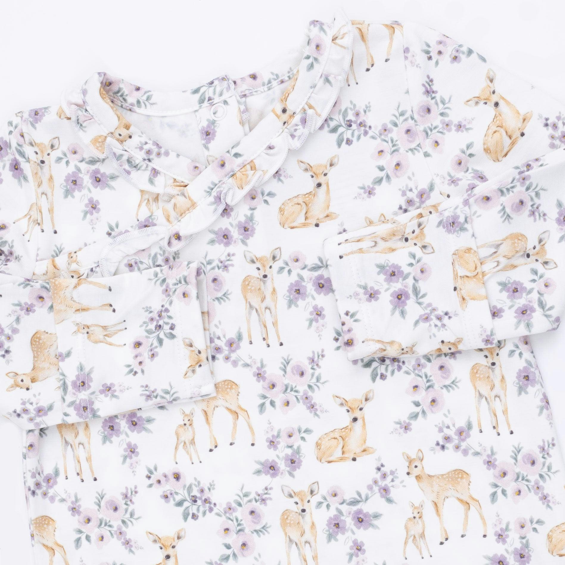 Floral Deer - Kimono Gown and Knot Headband
