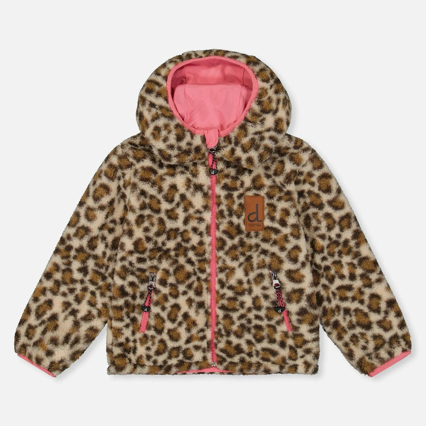 Reversible Mid-Season Jacket Pink And Leopard