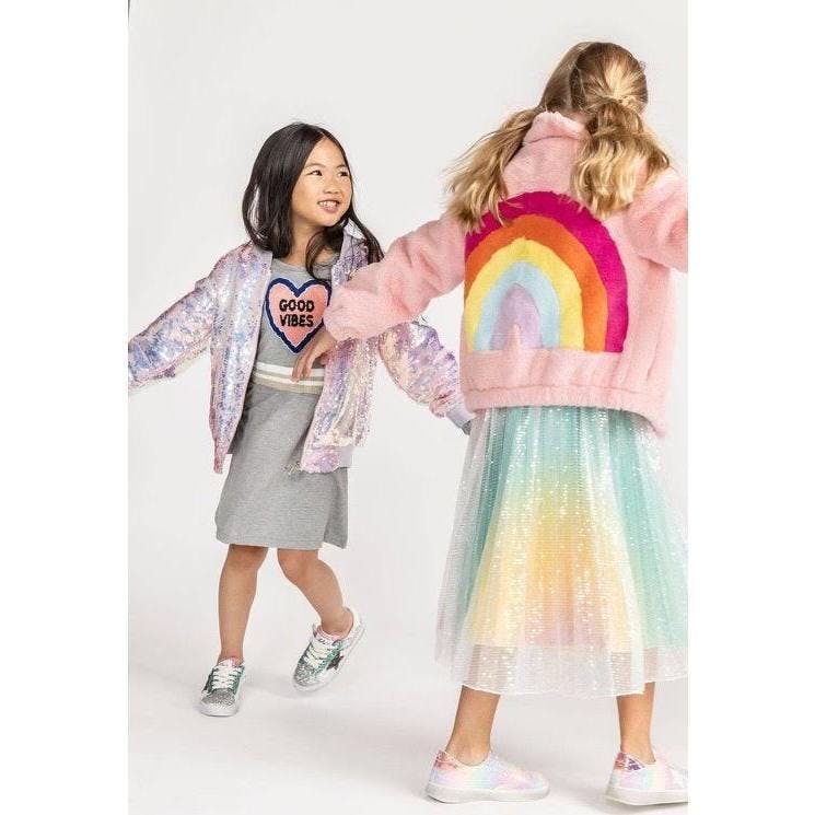 Rainbow Faux Fur Coat