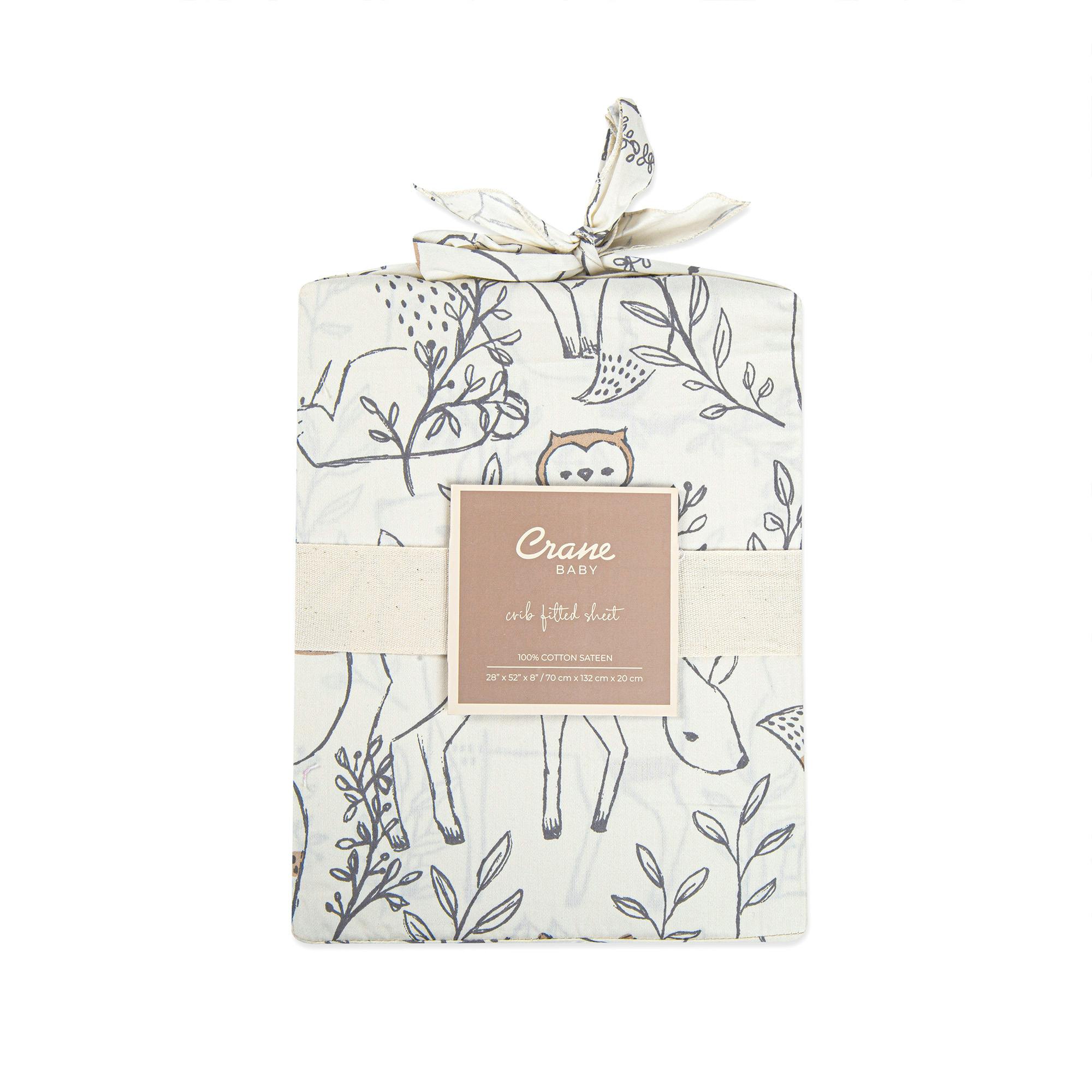 Ezra Woodland Animal Cotton Fitted Crib Sheet