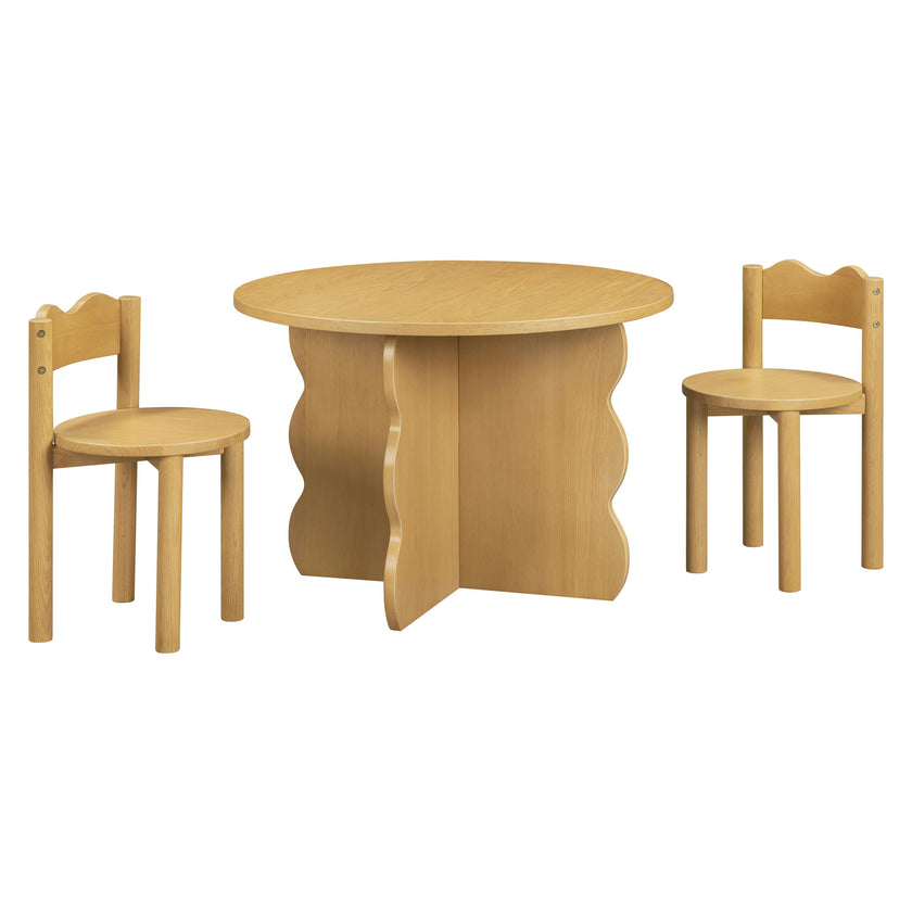 Ripple Play Table & Chairs Set in Natural Oak