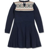 Baby Organic Ruffle Collar Fair Isle Yoke Sweater Dress, Blue