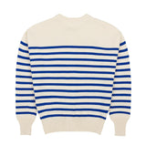 Women's Cream And Blue Stripe Knit Cardigan