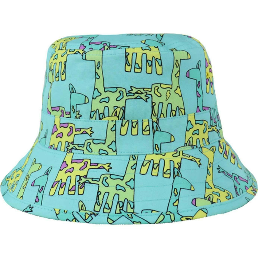 Reversible Adventurer Hat, Giraffe/turquoise