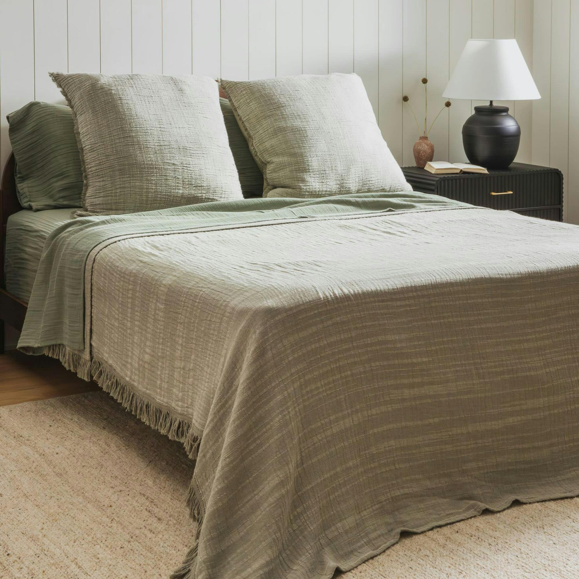 Sage Fringe Euro Sham Set