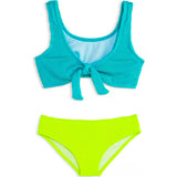 Izy Crinkle Tie Bikini Swimsuit - Turquoise Lime