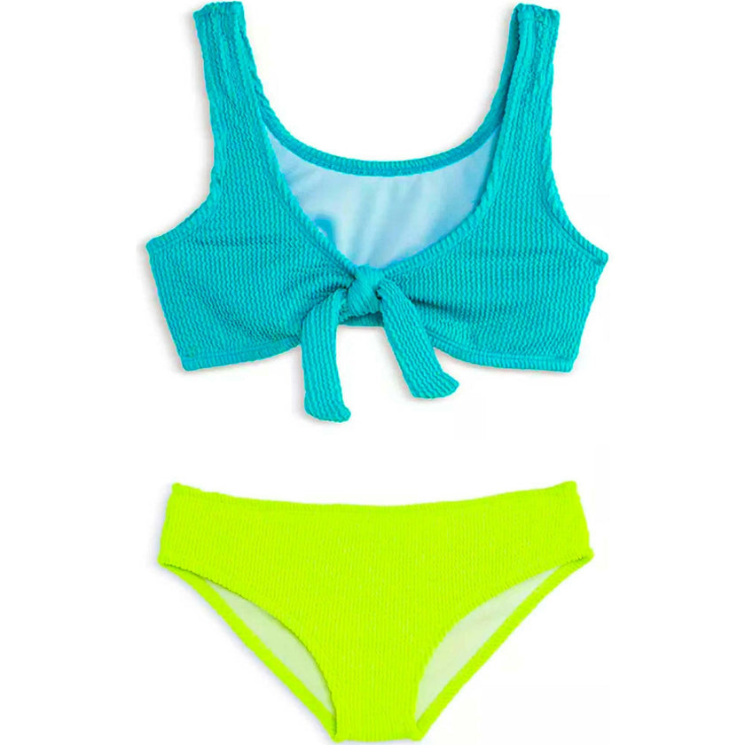 Izy Crinkle Tie Bikini Swimsuit - Turquoise Lime