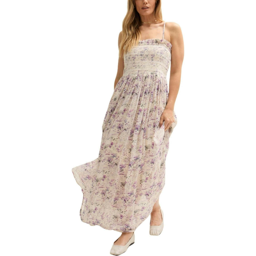 Annie Smocked Print Maxi Dress