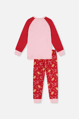 Organic Cotton Two Piece Pajama Set Red Gingerbread Print