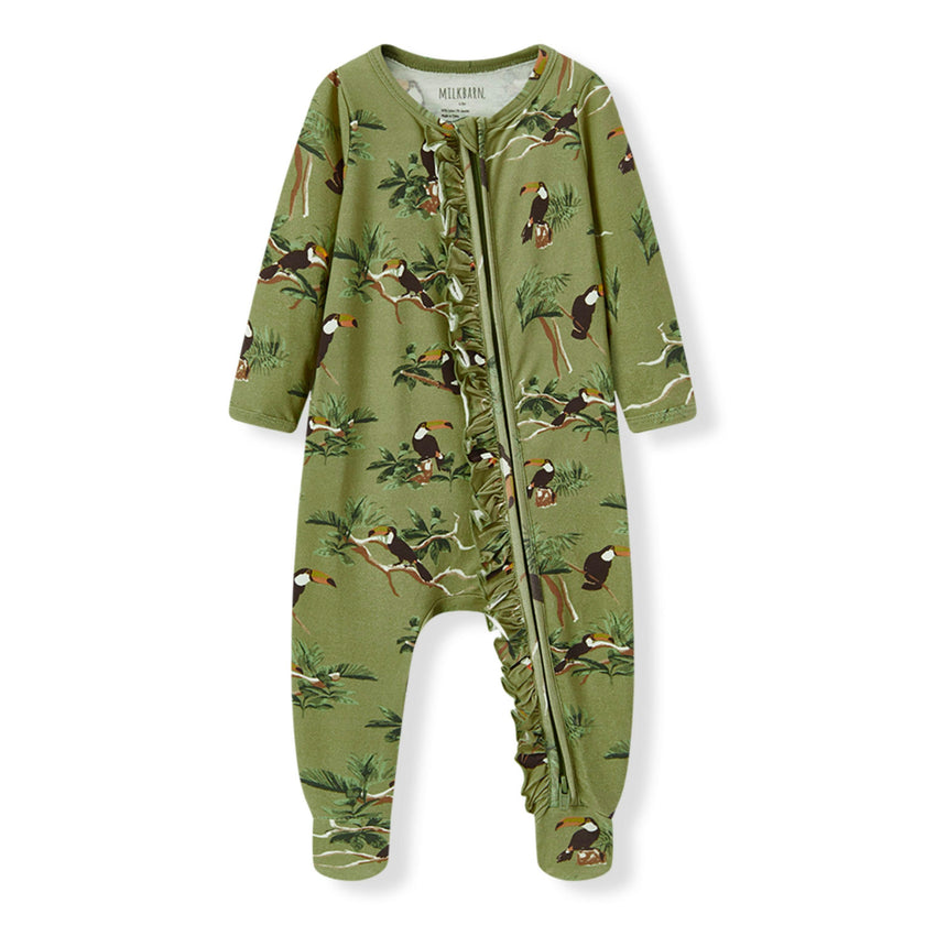 Cotton Stretch Ruffle Footed Romper