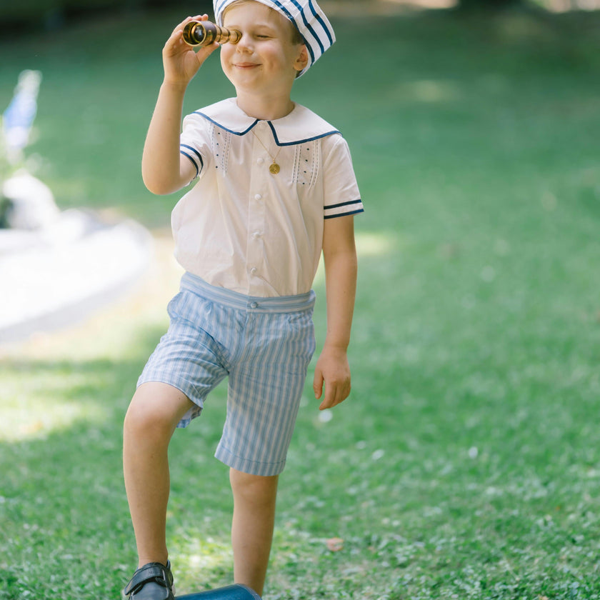 William Blue Stripe Shorts and Shirt