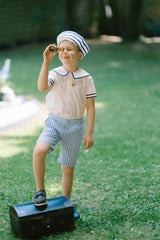 William Blue Stripe Sailor Shirt & Shorts Set