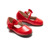 Red Satin Elodie Bow Flats