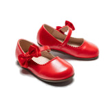 Red Satin Elodie Bow Flats
