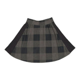 Corduroy Plaid Panel Solid Side A-Line Short Skirt