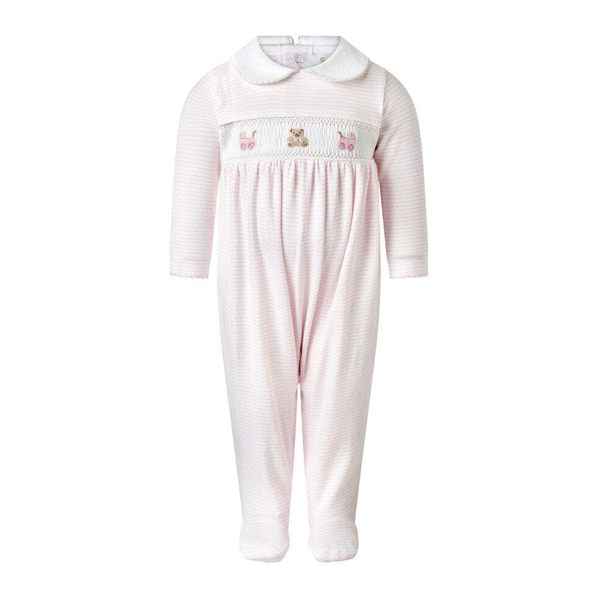 Pima Pink Pram Embroidered Footie