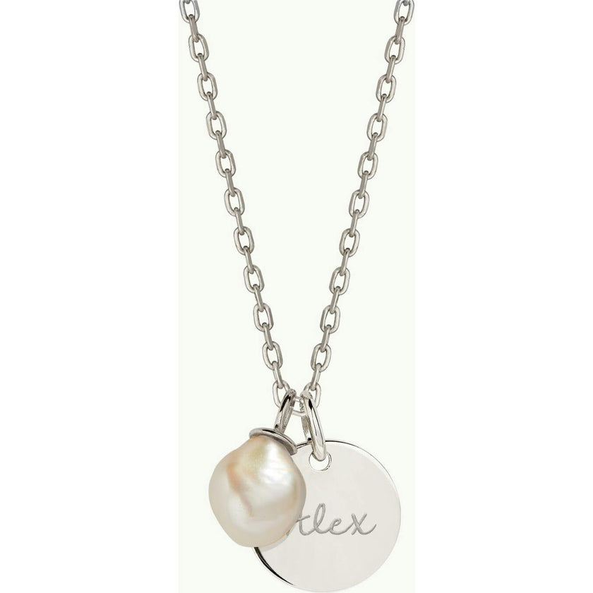 Personalized Pearl Drop Necklace, Sterling Silver