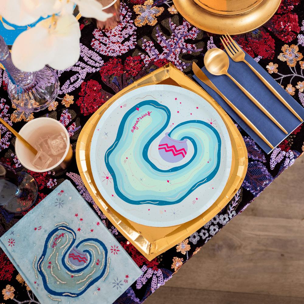 Zodiac Aquarius Dinner Plates