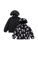 Blake Hooded Reversible Lightweight Down Puffer Jacket, Skulls