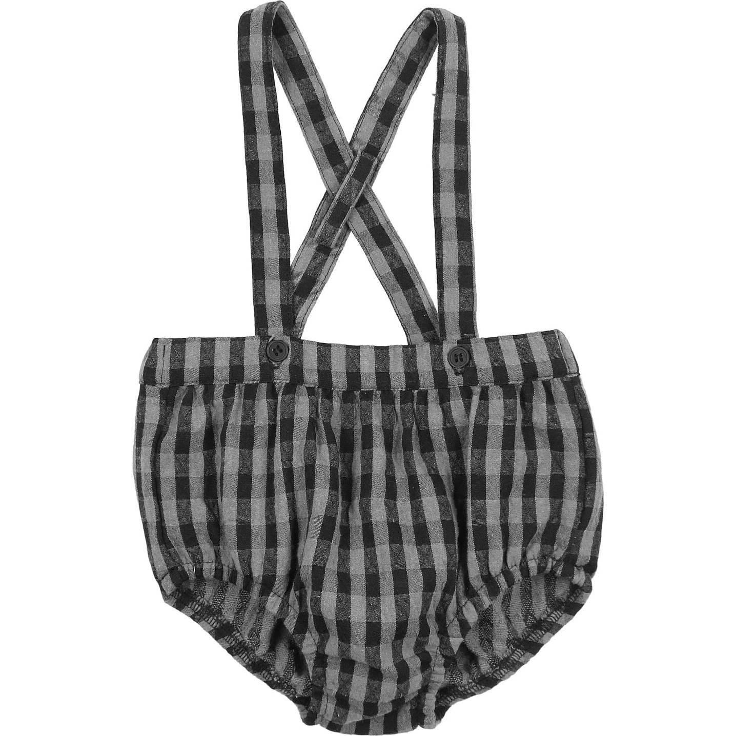 Plaid Collar Boys Overalls