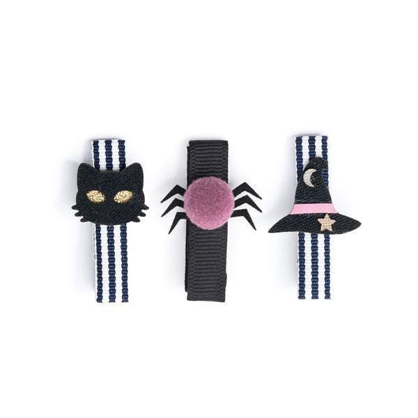 Little Cat Spider Pompom Witch Hat Fabric Hair Clips